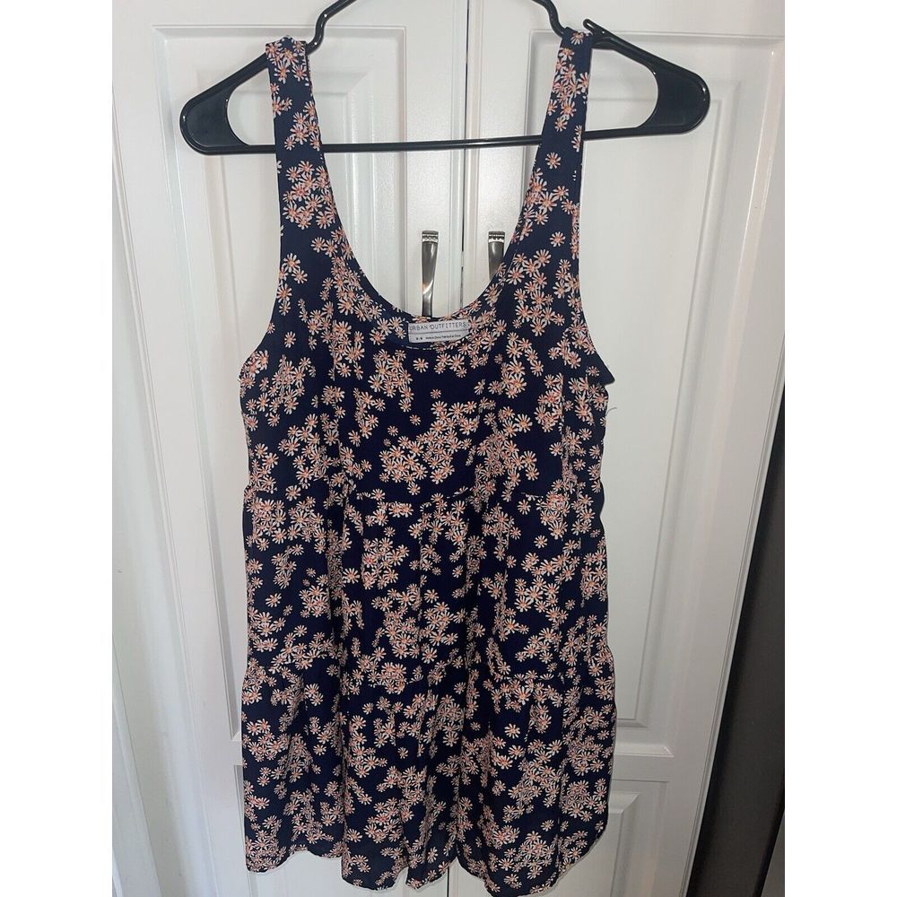 Urban Outfitters Navy Floral‎ Daisy Print Sleeveless Summer Mini Dress